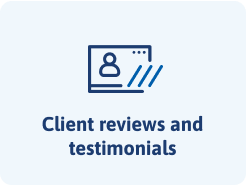 Client reviews and testimonials